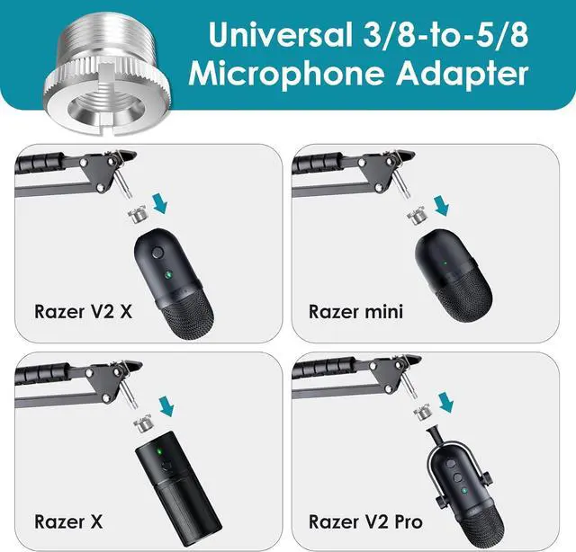 Alt view image 3 of 7 - Mic Boom Arm for Razer Seiren V2 X Microphone - Adjustable Mic Arm Compatible with Razer Seiren V2 Pro, Seiren Mini and Seiren X, Mic Stand Great for Streaming, Gaming, Podcast by YOUSHARES