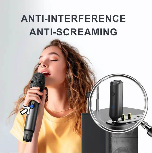 Alt view image 2 of 7 - All Metal Shell UHF Wireless Microphone Professional, Handheld Cordless Dynamic Mic System with Rechargeable Receiver, Karaoke Microphone for DJ, Singing, Wedding, Party, Speech, PA