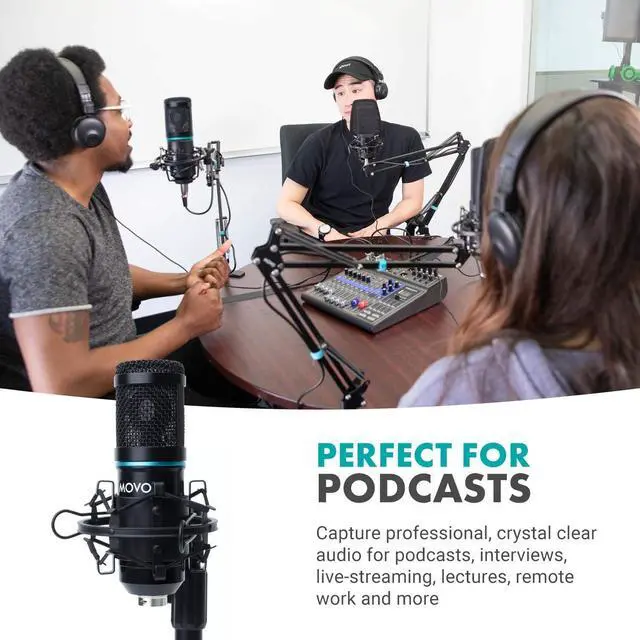 Alt view image 2 of 7 - Movo PC-M6 Universal Cardioid Condenser Microphone with XLR and 3.5mm, Shock Mount, and Windscreen - Perfect for Podcasting, Live-Streaming, Gaming, Remote Work
