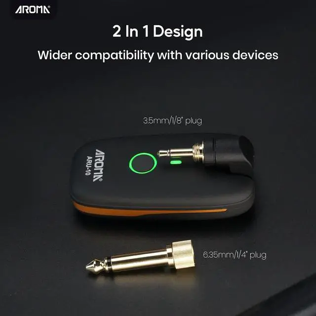 Alt view image 3 of 7 - AROMA Wireless Guitar Transmitter Receiver with 7 Channels Rechargeable Audio Wireless Guitar System for Guitar Bass Electric Instruments