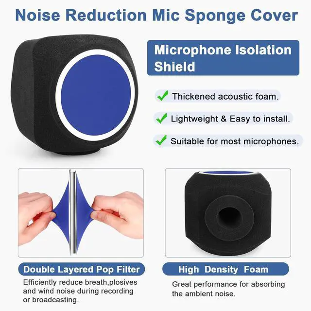 Alt view image 3 of 7 - Microphone Isolation Ball, Microphone Isolation Shield Pop Filter for Microphone for Noise and Reflection Reduction, Sound-Absorbing Foam Cover for Recording Studios, Singing, Live Stream
