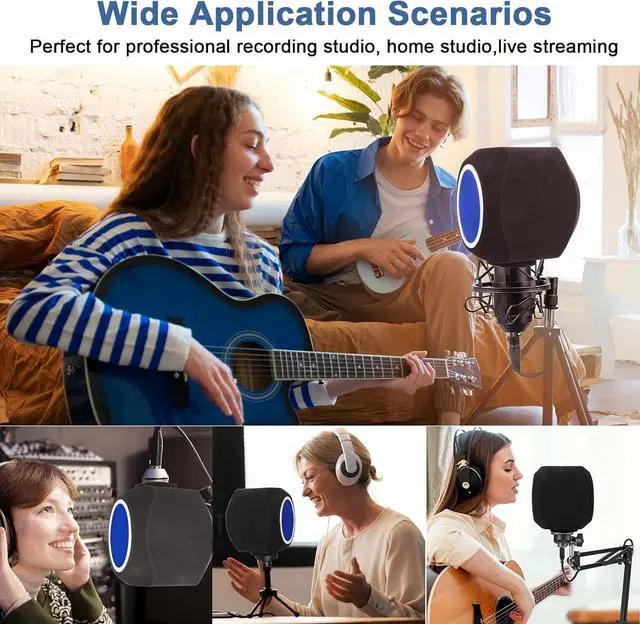 Alt view image 6 of 7 - Microphone Isolation Ball, Microphone Isolation Shield Pop Filter for Microphone for Noise and Reflection Reduction, Sound-Absorbing Foam Cover for Recording Studios, Singing, Live Stream