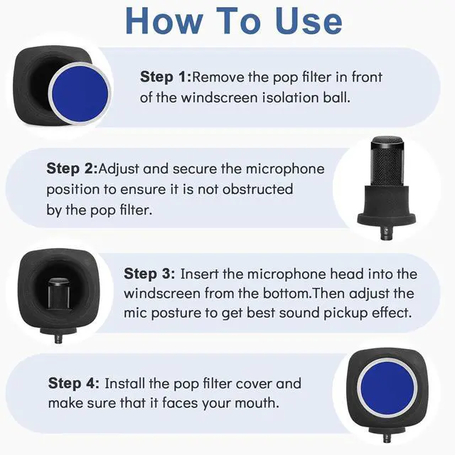 Alt view image 7 of 7 - Microphone Isolation Ball, Microphone Isolation Shield Pop Filter for Microphone for Noise and Reflection Reduction, Sound-Absorbing Foam Cover for Recording Studios, Singing, Live Stream