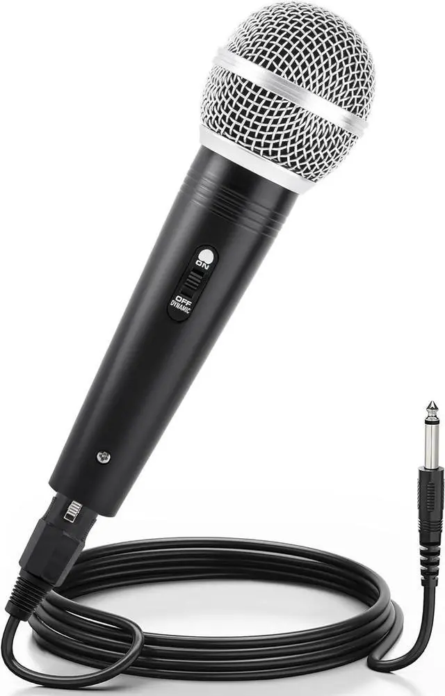 Main image of Adamantite Dynamic Karaoke Microphone for Singing, Metal Handheld Wired Microphone, 13ft Cable and Magnetic Switch, Perfect for Speakers, Karaoke Machines, Amplifiers, Mixers (Black)