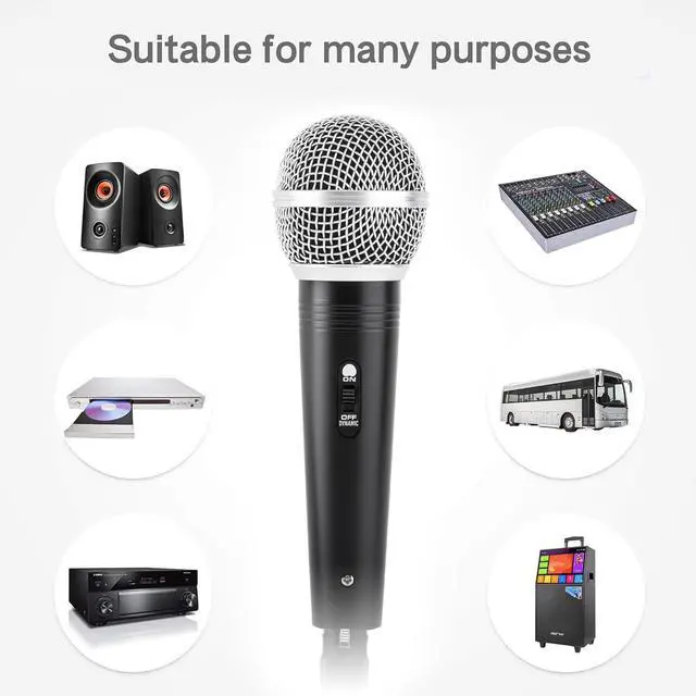 Alt view image 5 of 7 - Adamantite Dynamic Karaoke Microphone for Singing, Metal Handheld Wired Microphone, 13ft Cable and Magnetic Switch, Perfect for Speakers, Karaoke Machines, Amplifiers, Mixers (Black)