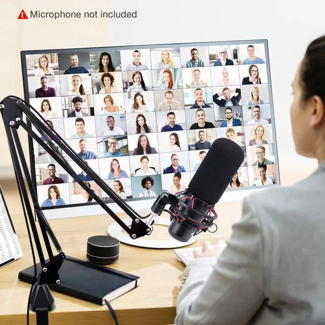 Alt view image 6 of 7 - SUNMON HyperX QuadCast Boom Arm with Pop Filter - Wall Mount Boom Arm and C Desk Clamp, Scissor Mic Stand Compatible with Hyper x QuadCast S Gaming Microphone