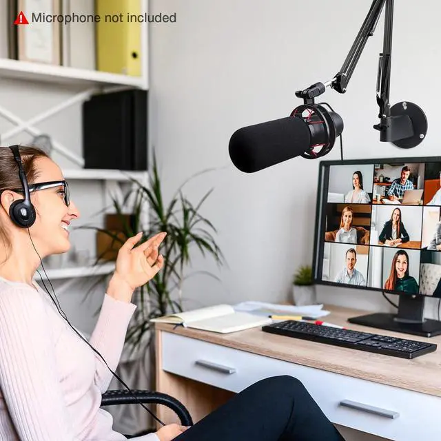 Alt view image 7 of 7 - SUNMON HyperX QuadCast Boom Arm with Pop Filter - Wall Mount Boom Arm and C Desk Clamp, Scissor Mic Stand Compatible with Hyper x QuadCast S Gaming Microphone