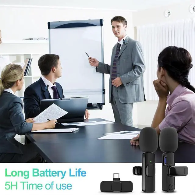 Alt view image 4 of 6 - 2 Pack Wireless Lavalier Microphone for iPhone, Professional Lapel Mics, Wireless Mic Plug-Play, Lapel Microphone for Video Recording Interview TikTok (USB C for Android iphone15/16)