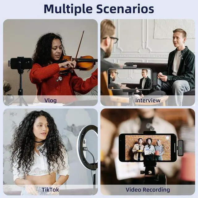 Alt view image 7 of 7 - Wireless Microphone for iPhone Android Lav Mic USB C Lavalier Microphone Type C Lapel Mic for iPhone 15/16 iPad Video Recording Vlog TikTok - 24H Charging Case Noise Reduction