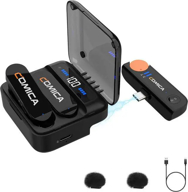 Main image of COMICA Vimo S UC Wireless Lavalier Microphone for iPhone 15/16 Android, USB C Mini Lapel Microphone Wireless with Hi-Fi Audio, Noise Cancellation, 656FT Range, Lav Mic for Video Recording, Streaming