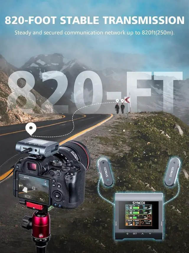 Alt view image 2 of 6 - SYNCO Wireless Lavalier Microphone, G3 Lapel Mic Grey Triple Channel Transmission up to 250m for DSLR Camera Smartphone Laptop for YouTube Streaming Vlogging, Wireless-Lavalier-Recording-Video-Mic