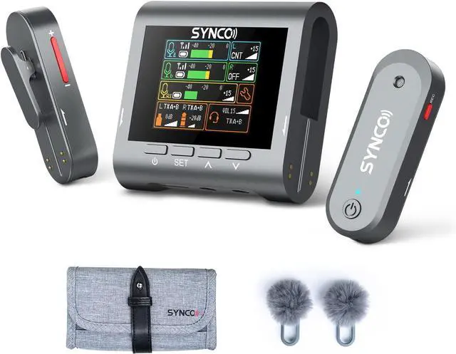 Main image of SYNCO Wireless Lavalier Microphone, G3 Lapel Mic Grey Triple Channel Transmission up to 250m for DSLR Camera Smartphone Laptop for YouTube Streaming Vlogging, Wireless-Lavalier-Recording-Video-Mic