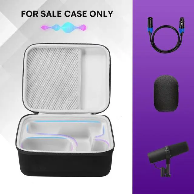 Alt view image 2 of 7 - Hard Carrying Case Compatible with Shure SM7B/MV7/SM7dB/MV7+/MV7X Vocal Dynamic Microphone (Black)