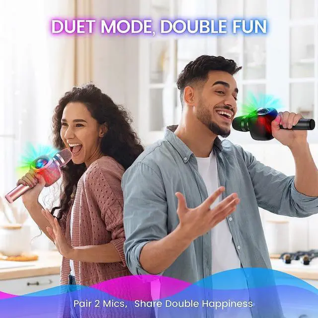 Alt view image 6 of 7 - Star10 Wireless Bluetooth 5.2 Karaoke Microphone for Singing, 4-in-1 Karaoke Machine Portable Handheld Mic Speaker with Disco Light for Car Travel Home Party, Gifts for Adults and Kids