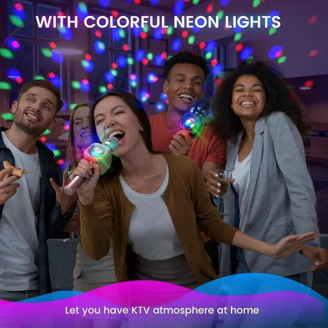 Alt view image 7 of 7 - Star10 Wireless Bluetooth 5.2 Karaoke Microphone for Singing, 4-in-1 Karaoke Machine Portable Handheld Mic Speaker with Disco Light for Car Travel Home Party, Gifts for Adults and Kids