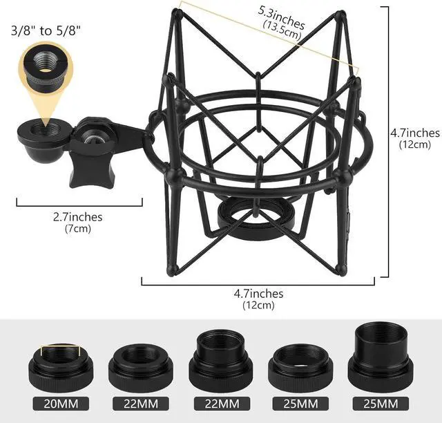 Alt view image 2 of 6 - Geekria for Creators Microphone Shock Mount Compatible with MXL 770, 990, R77, TEMPO, V67G, 2006, R144 Mic Anti-Vibration Suspension Adapter Clamp Mic Holder Clip (Black/Metal)