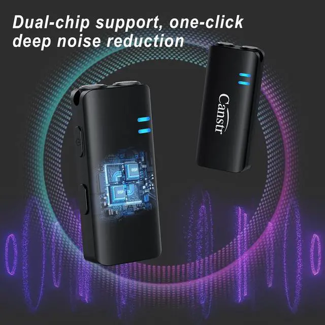 Alt view image 3 of 7 - Wireless Lavalier Microphone for iPhone 15/Android with USB C(2TX+1RX+Charging Case), Lapel Bluetooth Mic with Noise Cancellation, Mini Microphone for Vlogs, TikTok, Video Recording, Streaming