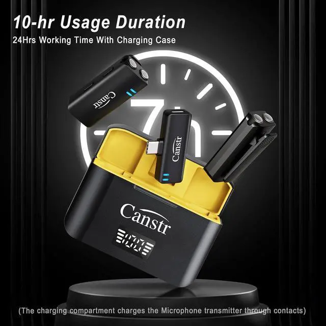 Alt view image 6 of 7 - Wireless Lavalier Microphone for iPhone 15/Android with USB C(2TX+1RX+Charging Case), Lapel Bluetooth Mic with Noise Cancellation, Mini Microphone for Vlogs, TikTok, Video Recording, Streaming