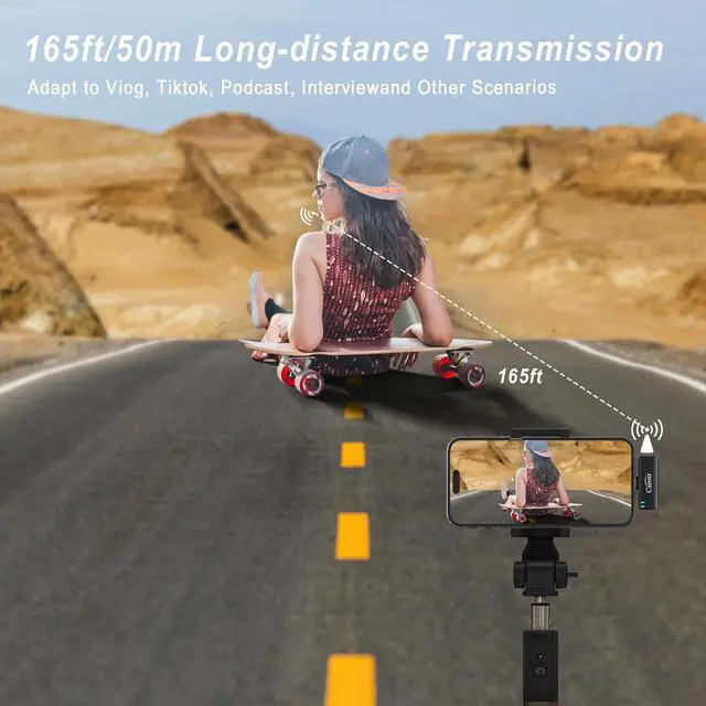 Alt view image 7 of 7 - Wireless Lavalier Microphone for iPhone 15/Android with USB C(2TX+1RX+Charging Case), Lapel Bluetooth Mic with Noise Cancellation, Mini Microphone for Vlogs, TikTok, Video Recording, Streaming