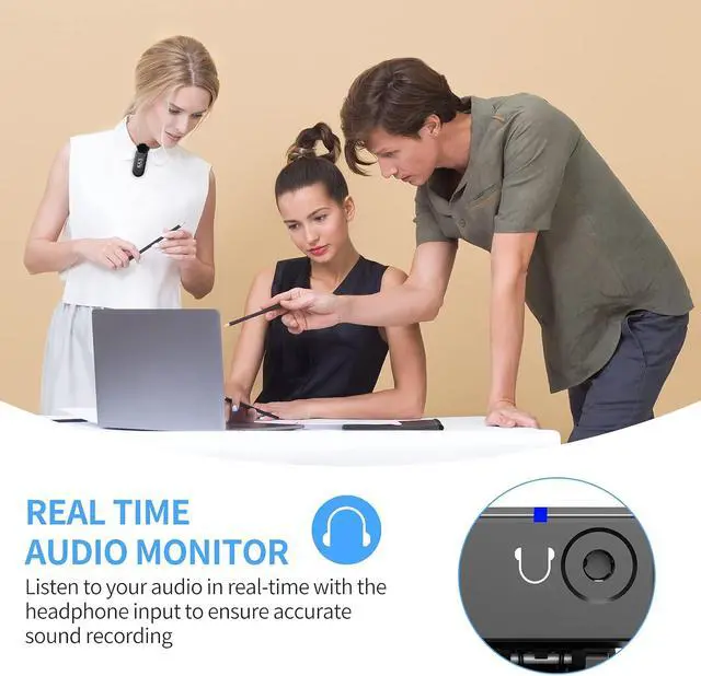 Alt view image 3 of 7 - KKX 2.4G Smartphone Wireless Lavalier Microphone, Wireless Lapel Mic Omnidirectional Recording Microphone System with Real-Time Monitoring for Smartphone, DSLR Camera, Interview, Vlogging & YouTube