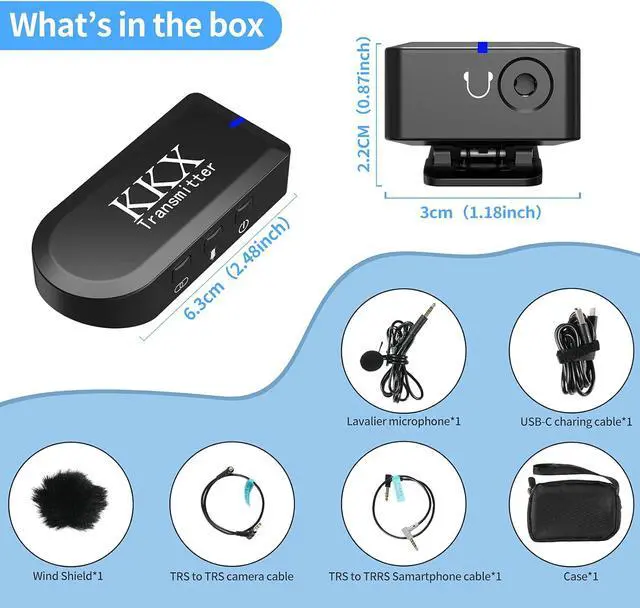 Alt view image 6 of 7 - KKX 2.4G Smartphone Wireless Lavalier Microphone, Wireless Lapel Mic Omnidirectional Recording Microphone System with Real-Time Monitoring for Smartphone, DSLR Camera, Interview, Vlogging & YouTube