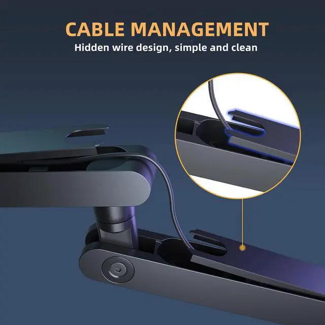 Alt view image 6 of 7 - MAONO Microphone Boom Arm, Low Profile Mic Arm with Cable Management Channels, Desk Mount Clamp, Fully Adjustable, Heavy Duty Mic Stand for Podcast Studio Streaming (BA92 Black)