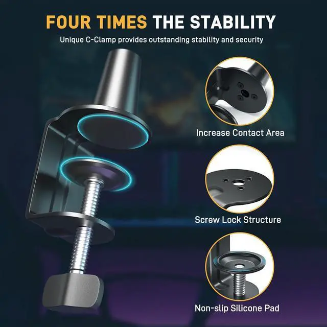 Alt view image 7 of 7 - MAONO Microphone Boom Arm, Low Profile Mic Arm with Cable Management Channels, Desk Mount Clamp, Fully Adjustable, Heavy Duty Mic Stand for Podcast Studio Streaming (BA92 Black)