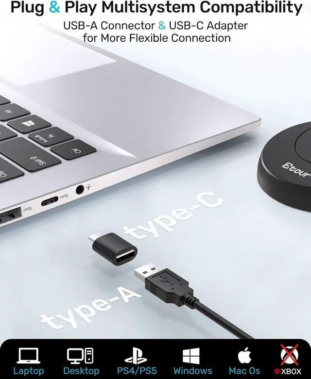 Alt view image 3 of 7 - Mic for Mac Mini m4, USB C Microphone, Plug &Play Desktop Cardioid Condenser External Small Computer Mic for Laptop, Mute Button with LED Indicator, for Windows, Recording, Dictation/Zoom Meetings