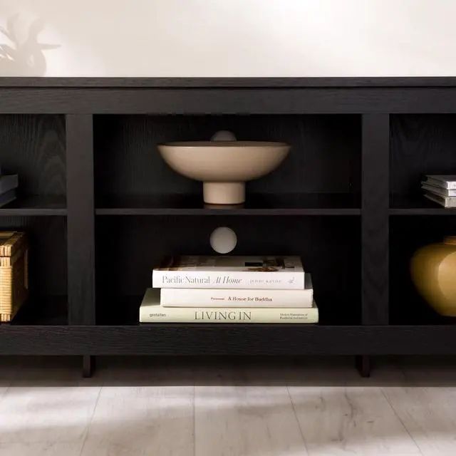 Alt view image 4 of 7 - Walker Edison Wren Classic 6 Cubby TV Stand for TVs up to 80 Inches, 70 Inch, Black