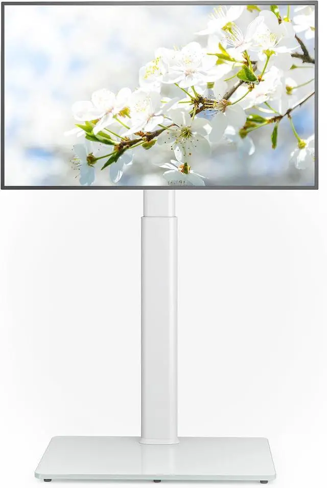 Main image of AX WABER Universal Floor TV Stand with Mount 70 Degree Swivel 9 Level Height Adjustable and Space Saving Design for Most 27 to 65 inch LCD, LED OLED TVs, Perfect for Corner & Bedroom White AX1006TW