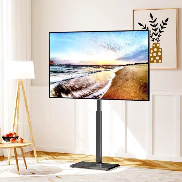 Alt view image 6 of 7 - Universal Floor TV Stand,TV Floor Mount Stand for 32-75 inch TV up to 110 lbs, Swivel and Height Adjustable Tall TV Stand for Bedroom,Office(TCP01-M-A02)