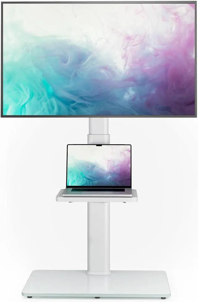 Main image of AX WABER Universal Floor TV Stand with Mount 70 Degree Swivel 9 Level Height Adjustable and Space Saving Design for Most 27 to 65 inch LCD, LED OLED TVs White