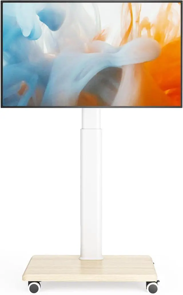 Main image of AX WABER Mobile TV Stand for 27 to 65 Inch TVs,Portable Rolling TV Cart on Wheels, Tall Universal Floor Stands with Swivel Mount, Height Adjustable Sleeking Standing Mount Fit Corner, Bedroom, Outdoor