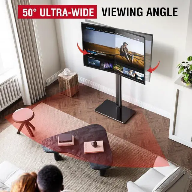 Alt view image 2 of 7 - Swivel TV Floor Stand for 43-75 Inches TVs, 10 Level Height Adjustable Corner Extra Tall TV Stand Mount for Living Room/Bedroom, Holds up to 110 lbs,MAX VESA 600x400mm,Black