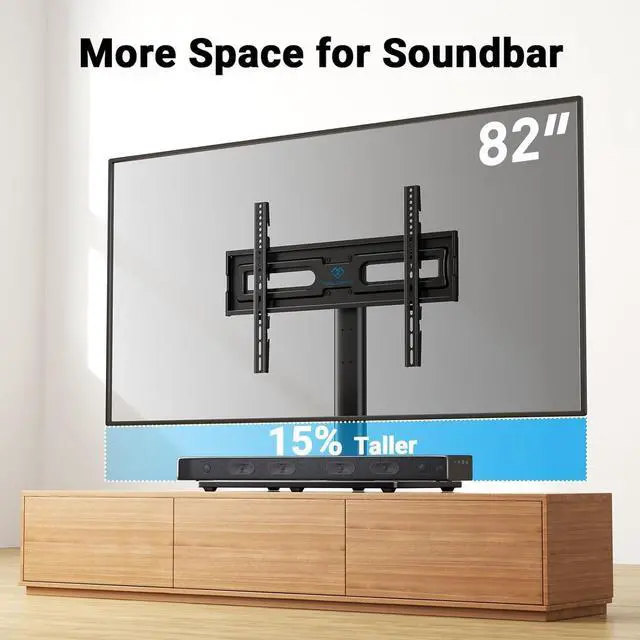 Alt view image 7 of 7 - PERLESMITH Swivel Universal TV Stand Mount for 32-82 Inch LCD OLED Flat/Curved Screen TVs up to 99lbs-Height Adjustable Table Top TV Stand/Base with Tempered Glass Base&Wire Management,VESA 600x400mm