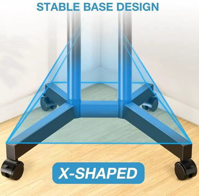 Alt view image 3 of 7 - YOMT Portable Rolling TV Stand for 32-75 inch TVs, Height Adjustable Mobile TV Cart with Locking Casters, Heavy Duty Universal TV Stand On Wheels with Removable Shelf for Living Room, Bedroom, Office