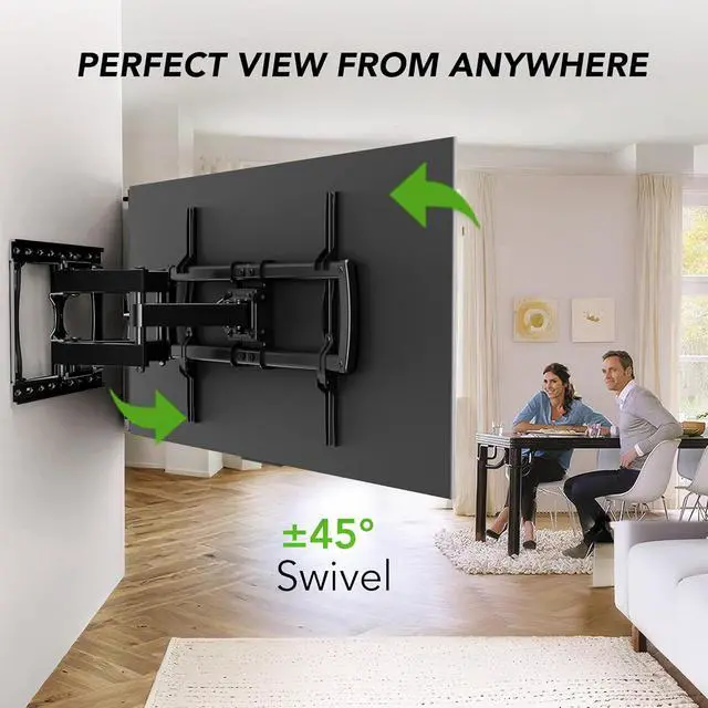 Alt view image 3 of 7 - AX WABER Full Motion TV Wall Mount Bracket for Most 32-85 inch TVs,TV Mount with Dual Articulating Arms,Tilt/Swivel/Extension/Leveling,Fits 8 12 16" Studs,Max VESA 600x400mm, Holds up to 132lbs