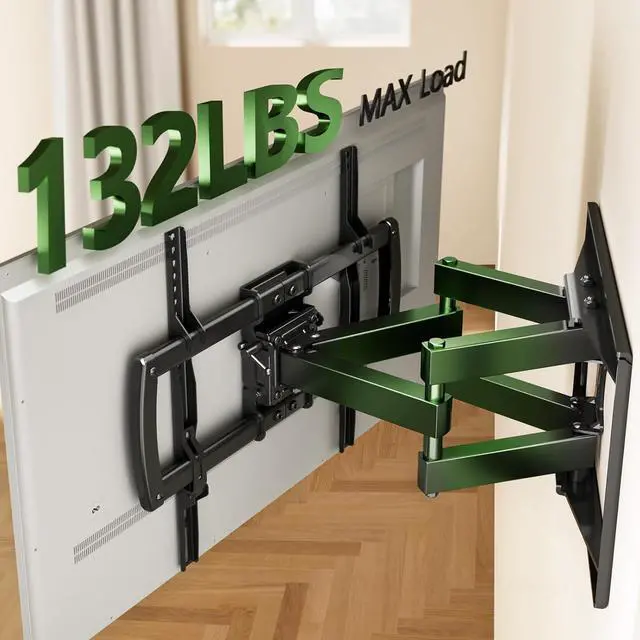 Alt view image 6 of 7 - AX WABER Full Motion TV Wall Mount Bracket for Most 32-85 inch TVs,TV Mount with Dual Articulating Arms,Tilt/Swivel/Extension/Leveling,Fits 8 12 16" Studs,Max VESA 600x400mm, Holds up to 132lbs