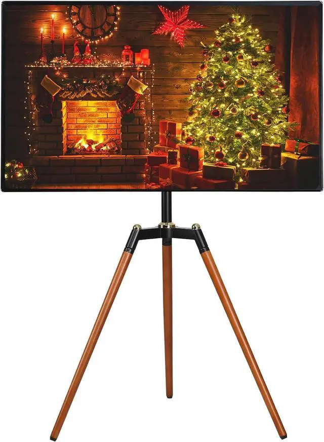 Main image of Universal Tripod Easel TV Stand for 32-65 inch LED LCD Screen Flat Curved Screen, Height Adjustable Studio TV Display Stand with 140° Swivel for Bedroom, Living Room, Corner TV Stand