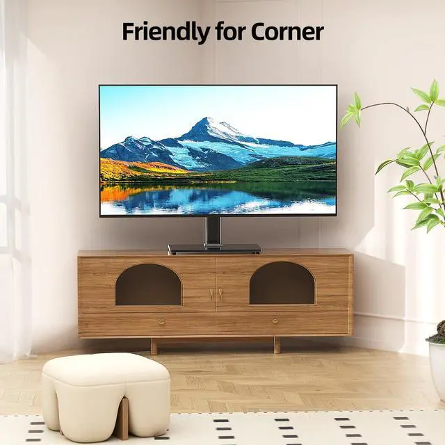 Alt view image 7 of 7 - Universal TV Stand for 32-75 inch TVs up to 110 lbs, Height Adjustable Table Top TV Stand with Mount for Living Room Bedroom, Tempered Glass Base, Max VESA 600x400mm