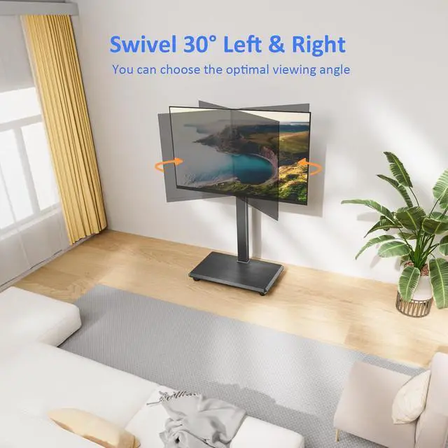 Alt view image 5 of 7 - Rolling TV Stand, Portable Mobile TV Stand for 32-75 Inch TVs up to 110 lbs, 18 Adjustable Heights, Max VESA 600x400mm, Rolling TV Cart on Wheels with Mount for Bedroom, Office, Outdoor