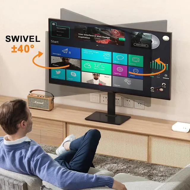 Alt view image 3 of 7 - Universal Swivel TV Stand Base Table Top TV Stand for 17-43 Inch TVs Height Adjustable Monitor Mount Stand, Holds up to 88lbs, Max VESA 200x200mm, TS205