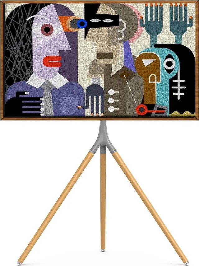 Main image of Easel TV Stand with Tripod Base for 45-65 inch LED LCD OLED Flat Screens, 180°Swivel TV Floor Stand for Apartment, Bedroom, Studio - Height Adjustable Portable TV Stand w/Cable Ties, Gray