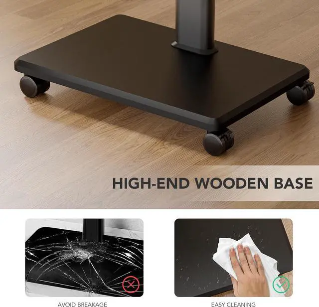 Alt view image 7 of 7 - AX WABER Universal Floor TV Stand, Portable Rolling Floor TV Mount with Wheels, 80 Degree Swivel Height Adjustable for 27 to 65 Inch LCD LED OLED, Holds up to 88 lbs Mobile TV Cart, Max VESA 400x400mm