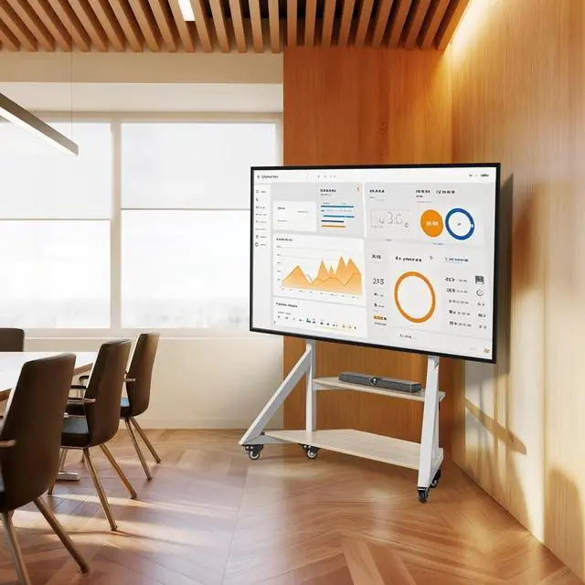 Alt view image 3 of 7 - unho White TV Floor Stand with Wheels Shelves for 65 to 100 inch Large LCD/LED Flat Curved Screen up to 220lbs, Adjustable Heights TV Mount Stands VESA 800x600mm, Rolling TV Stand for Bedroom Office