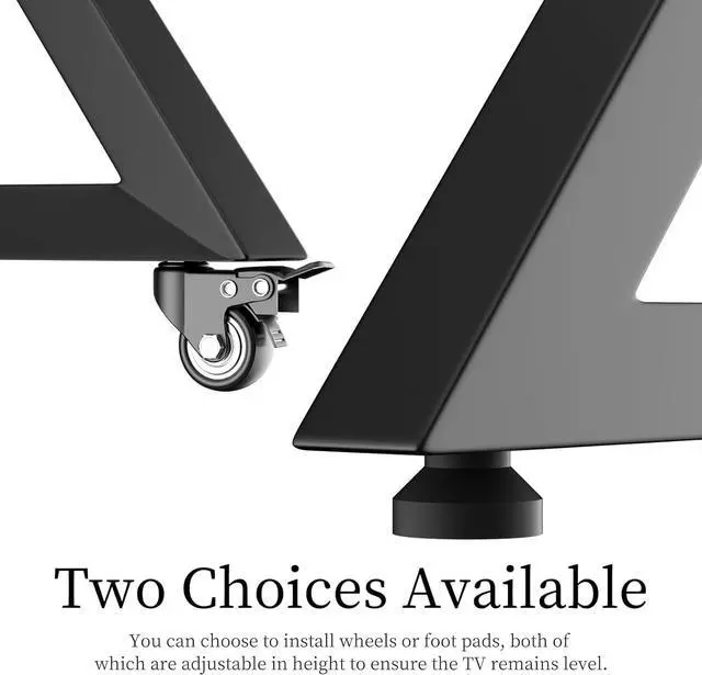 Alt view image 6 of 7 - unho White TV Floor Stand with Wheels Shelves for 65 to 100 inch Large LCD/LED Flat Curved Screen up to 220lbs, Adjustable Heights TV Mount Stands VESA 800x600mm, Rolling TV Stand for Bedroom Office