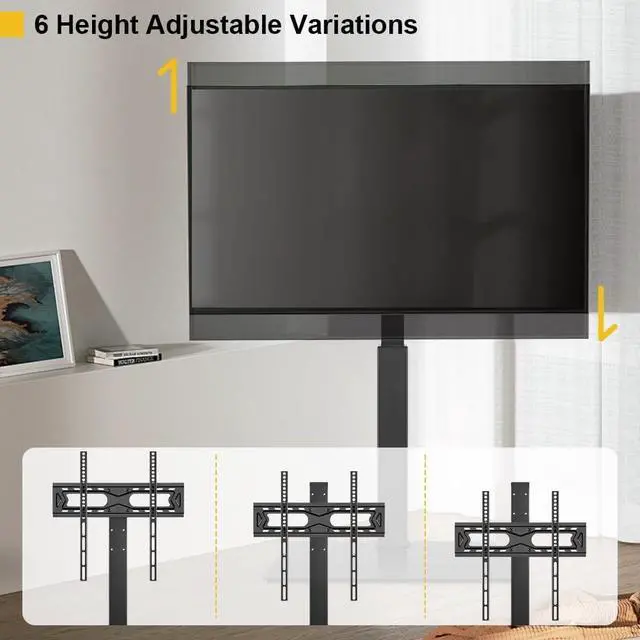 Alt view image 5 of 7 - Floor TV Stand for 27-65 inch LED Screen Adjustable TV Stand with Mount Swivel Floor Televisions Stand with Tempered Glass Base for Corner Bedroom Living Room Max VESA 400x400mm