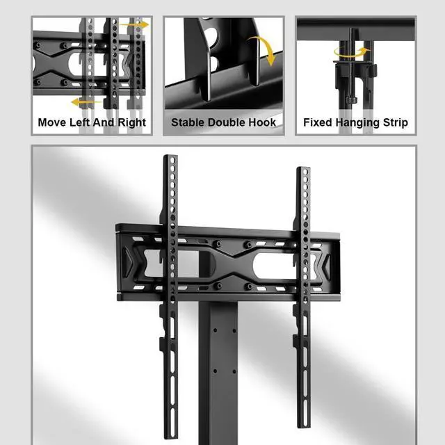 Alt view image 6 of 7 - Floor TV Stand for 27-65 inch LED Screen Adjustable TV Stand with Mount Swivel Floor Televisions Stand with Tempered Glass Base for Corner Bedroom Living Room Max VESA 400x400mm