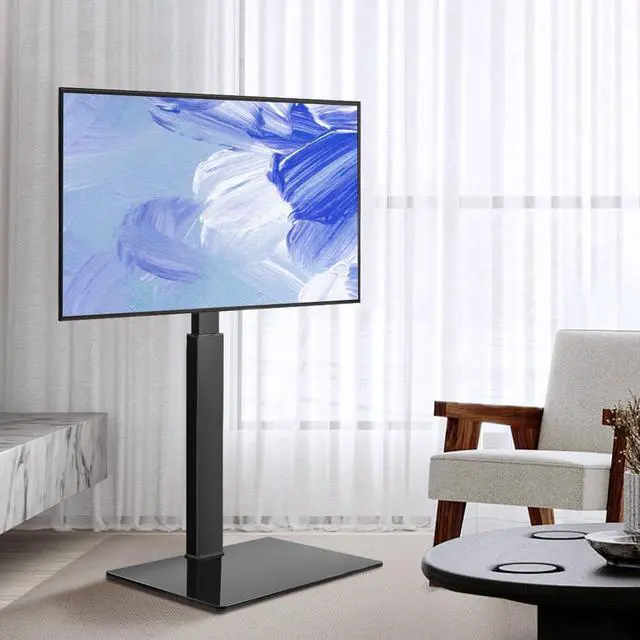 Alt view image 7 of 7 - Floor TV Stand for 27-65 inch LED Screen Adjustable TV Stand with Mount Swivel Floor Televisions Stand with Tempered Glass Base for Corner Bedroom Living Room Max VESA 400x400mm