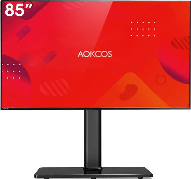 Main image of Universal Swivel TV Stand Table Top Mount Stand for 43 to 85 inch TVs, 8 Level Height Adjustable with Tilting, Heavy Duty Tempered Glass Base, Holds up 110lbs, MAX VESA 400x600mm, Black